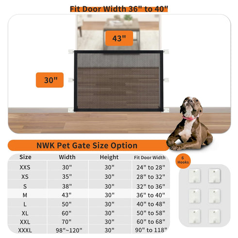 NWK Magic Dog Gate for Stairs Pet Gate for The House Providing a Safe Enclosure for Pets to Play and Rest, 6 Hooks Design (30'' X 43'')...