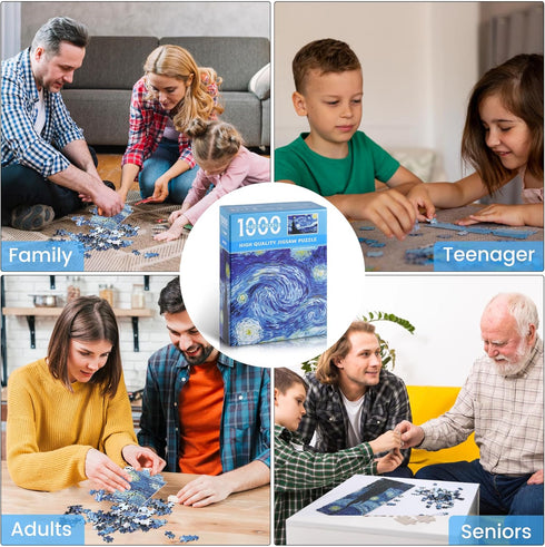 Starry Night Puzzle 1000 Pieces Van Gogh Mini Puzzle for Adults Artwork Jigsaw Puzzle Family Game...