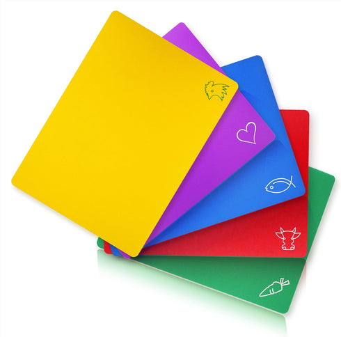 New Star Foodservice 28713 Flexible Cutting Board, 12-Inch by 15-Inch, Assorted Colors, Set of 5...