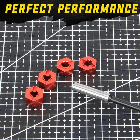 RCAWD 12mm Hex Wheels w Screw Pins 4pcs for 1/10 Slash 2WD Hex Wheel Hubs Adapter 58024, 58034, Short Course Race Truck Wheel Hex, 7mm 5.5mm Front...