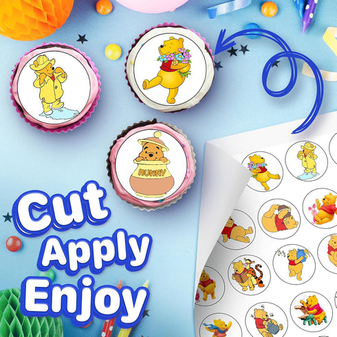 30 x Edible Cupcake Toppers – Honey Bear Inspired Collection of Edible Cake Decorations | Uncut Edible on Wafer Sheet...