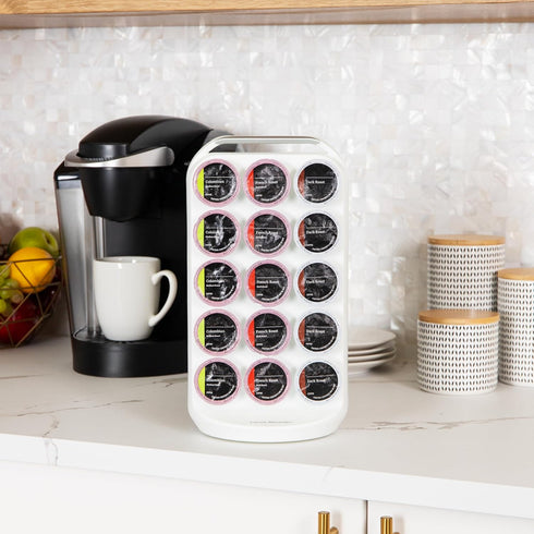 Mind Reader Single Serve Coffee Pod Carousel, 30 Pod Capacity, Countertop Organizer, 6.75"L x 6.25"W x 12.5"H, White...