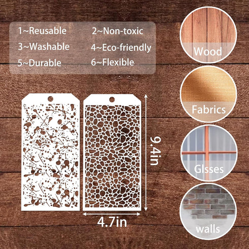 8 Pieces Stencils for Crafts, Leopard Brick Dot Layering Stencils Mixed Media Texture Stencils for Painting on Card Making Canvas DIY Crafts Furni...