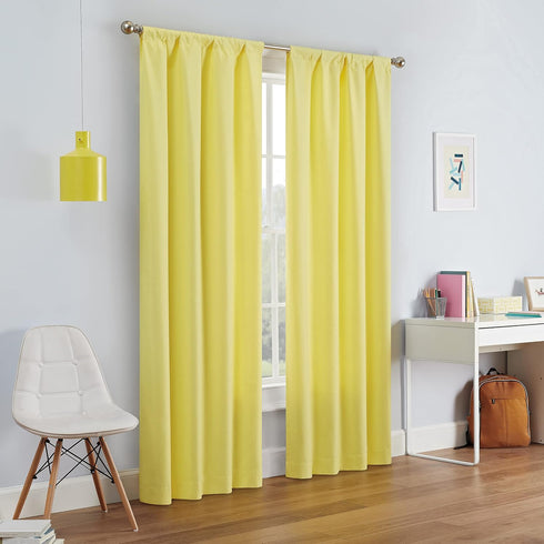 ECLIPSE Kendall Modern Blackout Thermal Rod Pocket Window Curtain for Bedroom or Living Room (1 Panel), 42 X 54, Lemon...