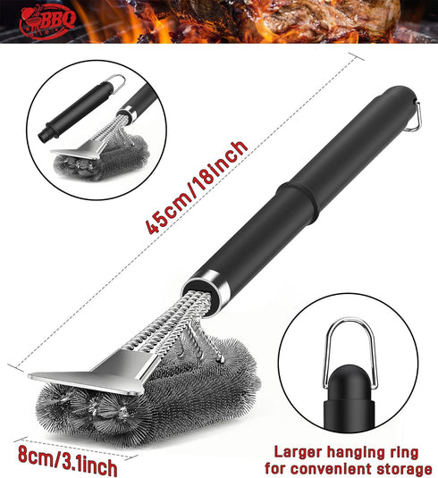 TNTOR Grill Brush with Scraper, 18" Adjustable Handle with Bottle Opener BBQ Grill Brush for Outdoor Grill/Smoker/Gas and Charcoal Grill Cleaning...
