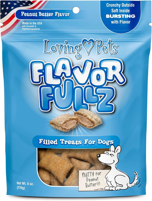 Loving Pets Flavorfullz Filled Treats for Dogs, Peanut Butter 6 oz....