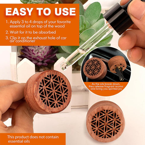 Essential Oil Car Diffuser, 2 PCS Car Aromatherapy Wood Diffuser with Vent Clip...