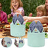 Easter Bunny Basket Seersucker Egg Bags for Kids,Personalized Candy Egg Basket Rabbit Print Buckets with Fluffy Tail Gifts Bags for Easter?Seersuc...