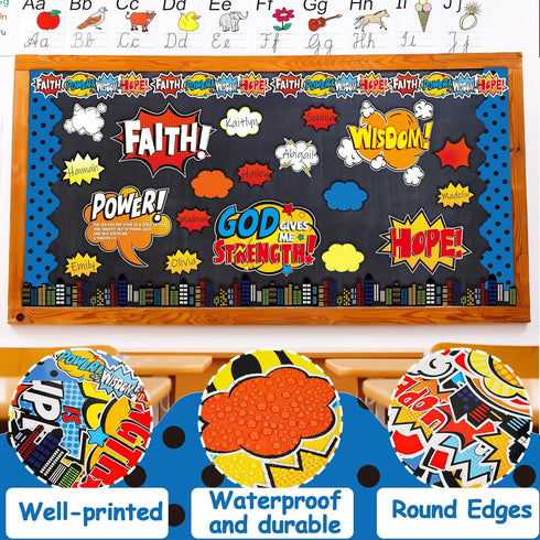 Religious Hero Bulletin Board Set, Super Theme Hero Jesus Religious Decor Bulletin Board Cutouts, Christian Sunday School Preschool Classroom Deco...