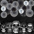 18pcs Party Hanging Paper Fans Set Black White Round Paper Fans Decorative Pattern Folding Fan Halloween Hanging Garlands for Halloween Birthday W...
