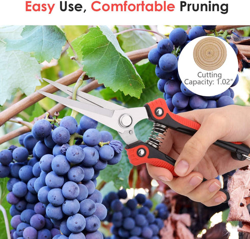 Pruning Shears Father's Day Gifts, Heavy Duty Stainless Steel Ultra Sharp Multi-purpose Hand Pruner Scissors for Garden Harvesting Fruits Vegetabl...