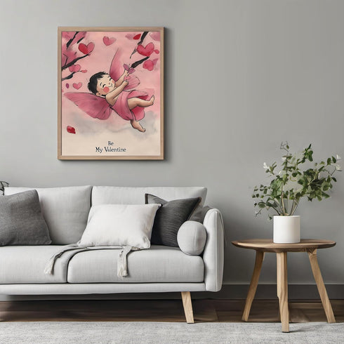 Posterizer 1 pcs-Be My Valentine" with a cute cupid-Valentine's day art-Romantic Art-Holiday Poster Collection-Gift for Couples boyfriend girlfrie...