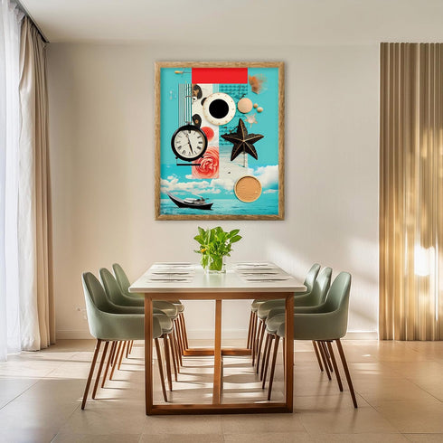 Posterizer 1 pcs-beach vibes-ocean and vintage elements collage-Coastal & Nautical Art-Abstract & Modern Art-Gift for Nature, Surfers and Beach Lo...