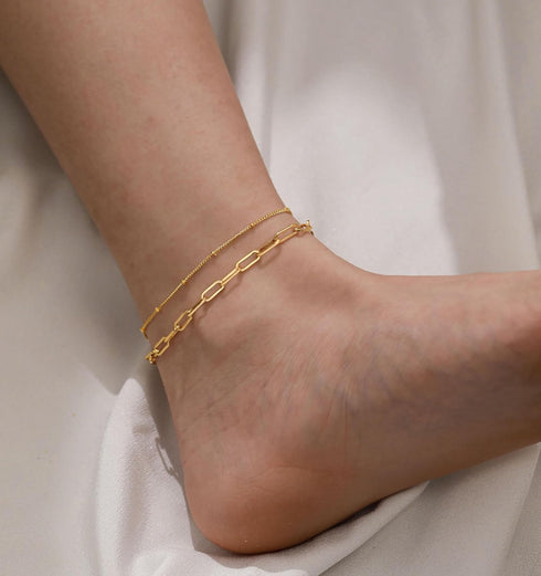 RLMOON Ankle Bracelets for Women Gold Anklets Waterproof Layered Dainty 14K Gold Plated Cuban Link Chain Anklets Boho Summer Beach Foot Jewelry Gi...