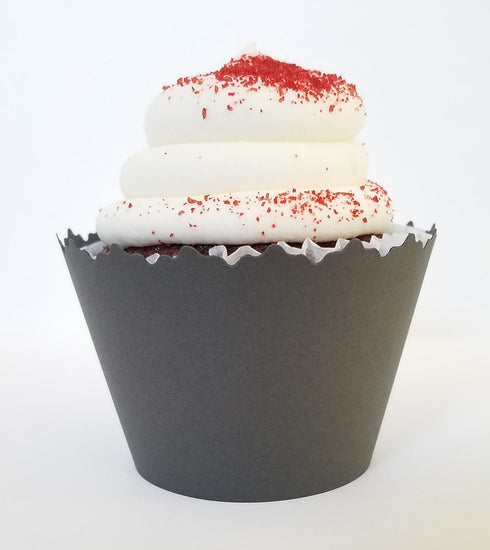 Cupcake Wrappers Solid Colors Adjustable - Set of 12 (Charcoal Dark Gray)...