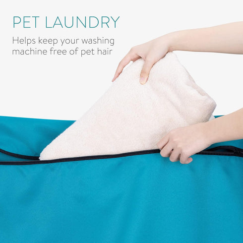 Navaris Pet Laundry Bag - Wash Bag Fur Catcher for Washing Machine - Dog Horse Cat Hair Trap Zip Bag for Pets Towels Bedding Rug - 31.10 x 27.75 i...