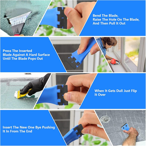 Plastic Razor Blade Scraper Blades Plastic Scraper Tools Double Edge Razor Blades with a Tip Slot Edge Blades for Removing Decals, Stickers, Clean...