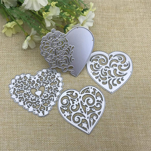 4pcs/Set Lace Love Metal Die Cuts,Heart Love Lace Flower Cutting Dies Cut Stencils for DIY Scrapbooking Album Decorative Embossing Paper Dies Card...