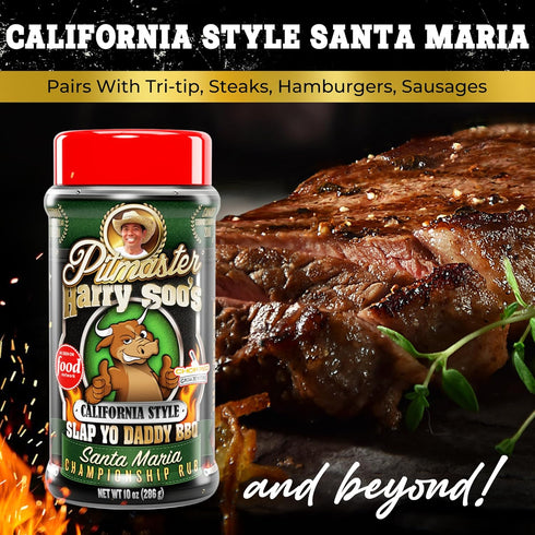 Slap Yo Daddy BBQ Rub Seasoning, California Style Santa Maria - Beef, Pork Steak, Hamburger, Sausage, Tri-Tip Championship BBQ Rubs and Spices for...