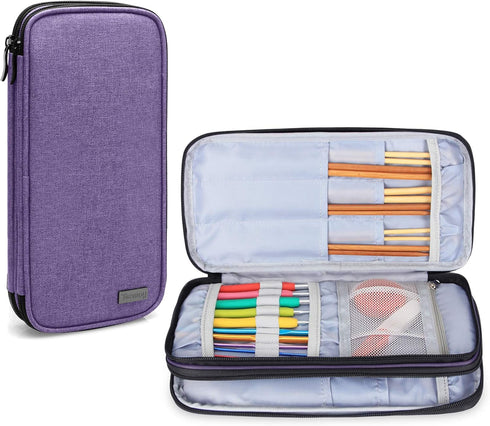 Teamoy Knitting Needles Case(up to 10-Inch), Travel Organizer Storage Bag for Circular and Straight Knitting Needles, Crochet Hooks and Knitting A...