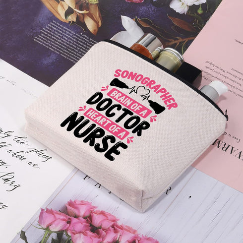 CMNIM Sonographer Makeup Bag Radiologist Gifts Sonographer Accessories for Work Pouch Bag for Ultrasound Technician Gifts (Sonographer Brain Makeu...