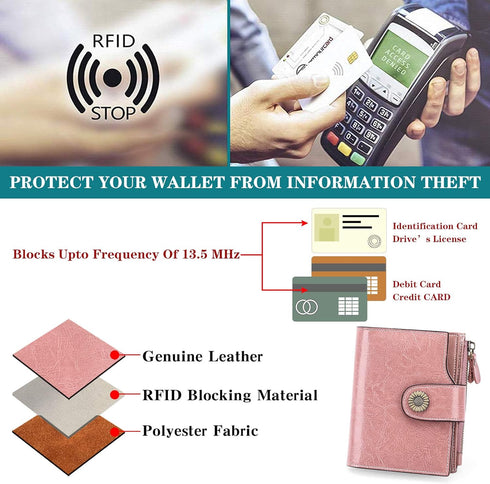 FALAN MULE Small Wallet for Women Genuine Leather Bifold Compact Small Womens Wallet with RFID Blocking...