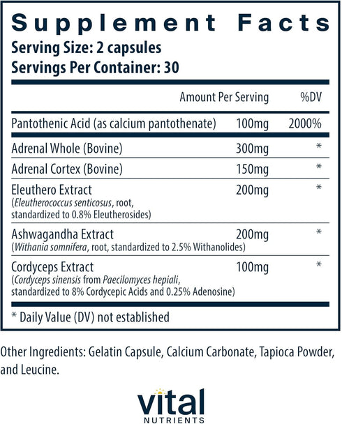 Vital Nutrients Adrenal Support | Adrenal Support Supplements for Gland Function and Cortisol Management | Supports Energy and Stress Levels | Glu...