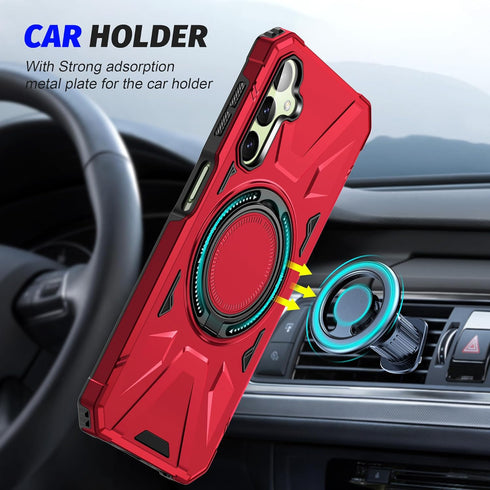 Galaxy A15 5G Phone Case with Screen Protector+360°Ring Holder Stand+Camera Lens Protector,Dual Layer Protective Sturdy Magnetic Heavy Duty Protec...
