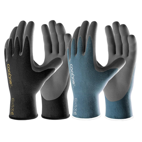 COOLJOB Micro-Foam Nitrile Safety Work Garden Gloves with Touchscreen Fingers, 6 Pairs Lightweight Working Gloves for Men’s Sweaty Hands, Non-slip...