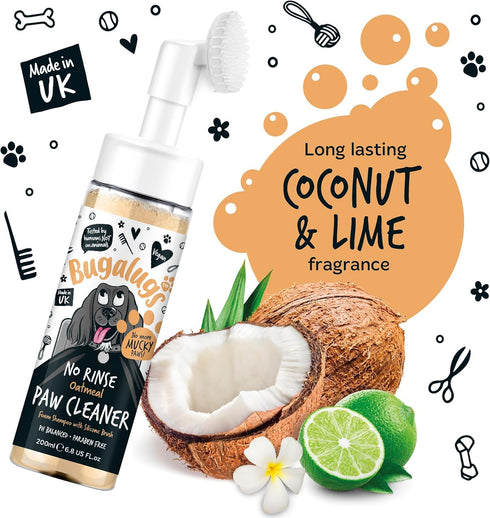 Dog Paw Cleaner No Rinse Foam Cat & Dog shampoo with Silicone Brush Head, waterless grooming products. Travel friendly paw cleaner for dogs defeat...