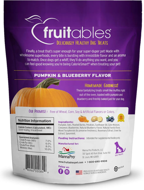 Fruitables Baked Dog Treats – Healthy Low Calorie , Free of Wheat, Corn and Soy – Pumpkin and Blueberry – 12 Ounces...