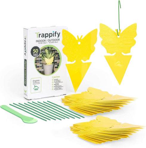 Trappify Sticky Gnat Traps for House Indoor - Yellow Fruit Fly Traps for Indoors|Outdoor Plants | Insect Catcher for White Flies, Mosquitos, Fungu...
