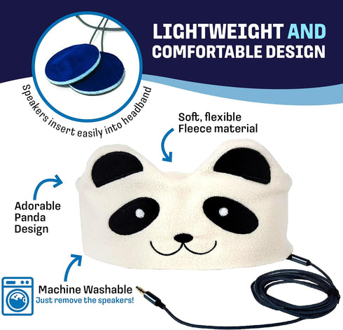 CozyPhones Over The Ear Headband Headphones - Kids Headphones Volume Limited with Thin Speakers & Super Soft Fleece Headband - Ivory Panda......