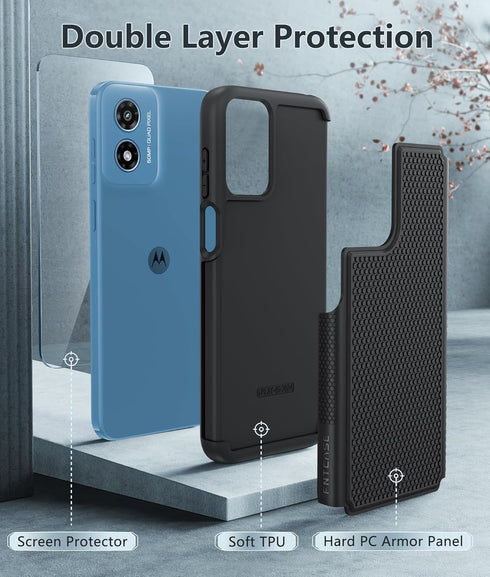 FNTCASE for Motorola Moto G-Play-2024 Case: Dual Layer Protective Heavy Duty Cell Phone Cover Shockproof Rugged with Non Slip Textured Back - Mili...