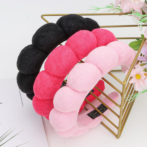 WHAVEL 3 Pack Spa Headband Skincare Headbands, Makeup Headband Sponge Terry Cloth Headbands Face Wash Headband Puffy Hair Band for Washing Face Wo...