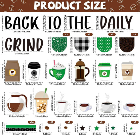 Coffee Bulletin Board Set Coffee Cup Classroom Decorations Hot Cocoa Cutouts Green Coffeehouse Crafts for Teachers Students Back to School kinderg...