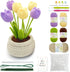 Lily's Lyric Flower Crochet Kit | Tulip Flowerpot | Step-by-Step Video Tutorial for Adults Teenagers | DIY Home Decoration Craft Gift Idea Purple&...