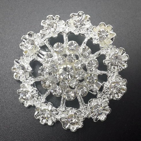 Brooches and Pins for Women, Lot 24pc Silver Color Clear Rhinestone Crystal Flower Brooch Pin DIY Wedding Bouquet Broaches Set...