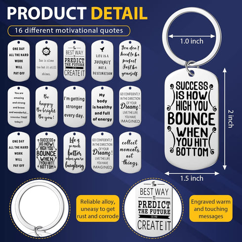 Yinkin 16 Pcs Motivational Keychains Bulk Thank You Keychains with Inspirational Quotes Team Gifts, Christmas Appreciation Gifts for Staff, Friend...