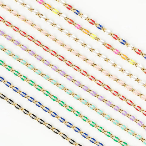 UMAOKANG Stainless Steel Chain for Jewelry Making Dainty Gold Plated Chain Necklace for Women Red Enamel Jewelry Chain with Jump Rings and Lobster...