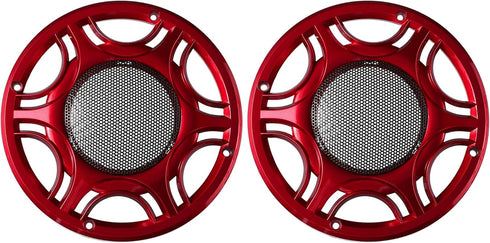 X AUTOHAUX 2pcs 6 Inch Car Metal Audio Speaker Grill Cover Mesh Woofer Horn Guard Decorative Circle Grille Protector Red...