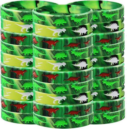30 Pack Dinosaurs Silicone Wristbands Bracelets Dinosaurs World Style Party Supplies for Dinosaurs Theme Party Birthday Gift Favors Gifts Bags Stu...