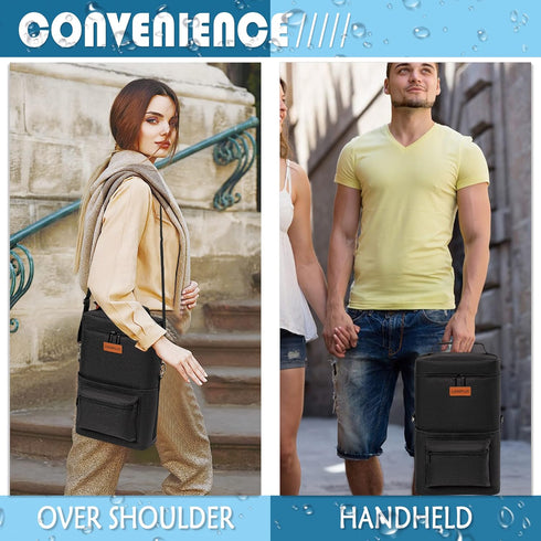 Insulated Wine Carrier Bag for 2 Bottles with Padded Shoulder Strap...