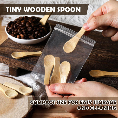 10 Pcs Tiny Salt Spoons Mini Wooden Spoons for Spices Jars Small Handmade Sauce Condiments Spoons for Honey Seasonings Pepper Sugar Tea Coffee Ice...