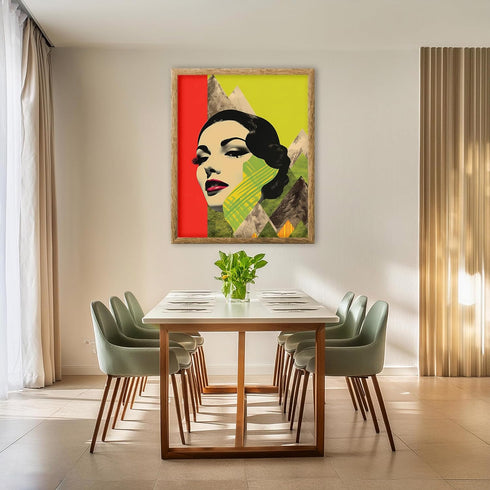 Posterizer 1 pcs-woman with vintage make up-abstract collage-Retro Art-Abstract & Modern Art-Gift for Art Lovers- UNFRAMED Wall Art...