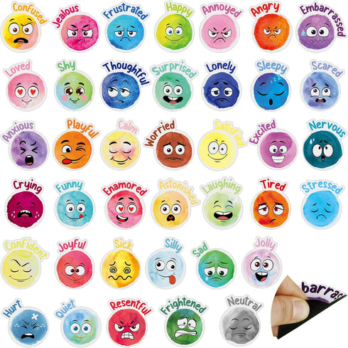 40 Pcs Face Emotional Feelings Funny Refrigerator Magnets Cute Emotion Fridge Magnets Round Decorative Mood Magnets for Whiteboard Kitchen Office ...