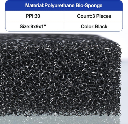 3 Pieces Sponge Filter Pad Aquarium Filter Media Cut to Fit Foam for Fish Tank Filters Replacement Fish Tank Cleaner Open Cell Foam Sponges for Di...