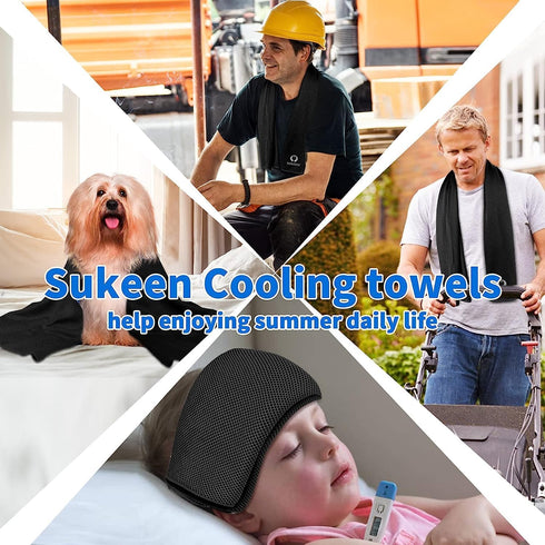 Sukeen 4Pack Cooling Towel (40"x12") for Neck and Face, Soft & Breathable Chilly Sports Towel, Quick-drying Sweat Absorbing Cooling Neck Wraps wit...