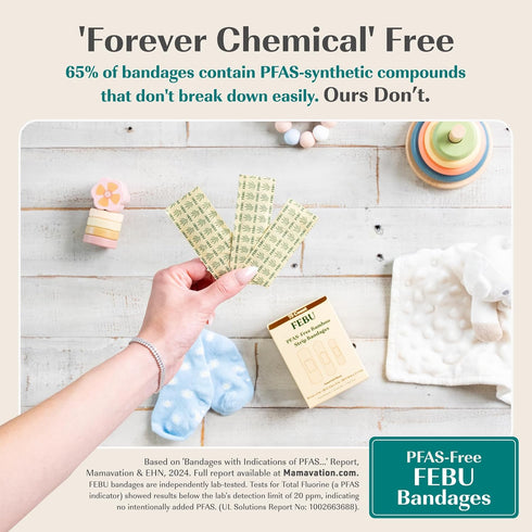 FEBU Eco-Friendly Bamboo Fabric Bandages | PFAS Free Flexible Fabric Bandages | Natural Hypoallergenic Bandage for Scrapes, Cuts & First Aid | Ful...