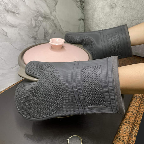 Yutat Silicone Oven Mitts, Oven Gloves with Non-Slip Silicone, 600 Degree Heat Resistant, Soft Cotton Lining, Waterproof and BAP-Free, Oven Mitts ...